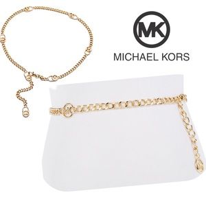 MICHAEL KORS Gold Logo MK Chain Belt S M L XL